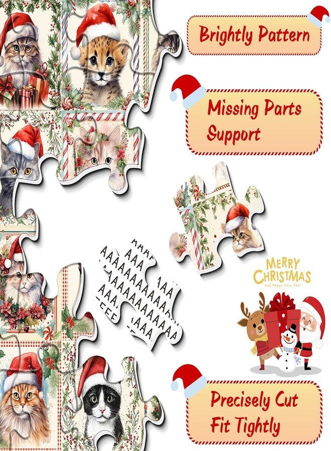 PPuzzling Christmas Cat Puzzles for Adults 1000 Pieces, Funny Animal Jigsaw Puzzle, Impossible Cute Kitty Puzzle as Home Wall Art Decor - Image 4